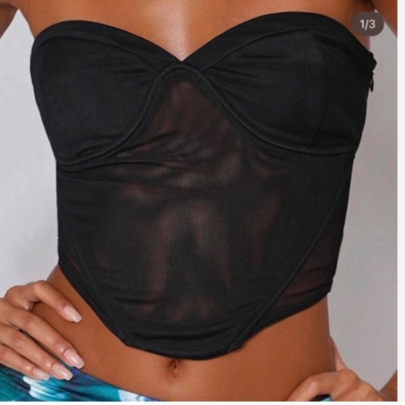 Tigermist Harpar Underwire Corset Crop Top Black - NWOT Mesh Sheer - Picture 3 of 11